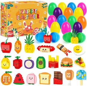 Blocos de construção: enchimentos de ovos de páscoa, 20 peças de frutas de fast food