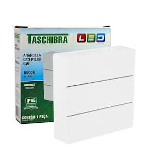 Arandela Led Taschibra Pilar Slim IP65 6500K Bivolt Branco
