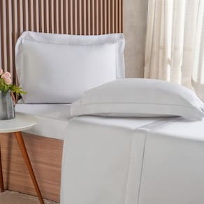Jogo de Cama Queen 4 Pçs Ricamo 300 Fios 100% Algodão 160x200x40cm