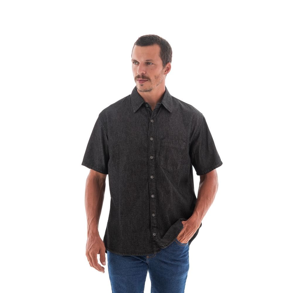 Camisa Jeans Masculina Arauto Manga Curta