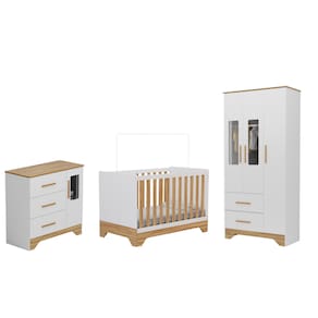 Quarto Completo Bebê Moveis Peroba Popy Berço Americano MDF