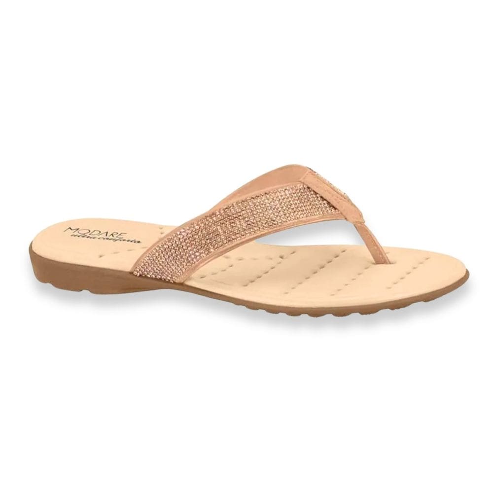 Tamanco Rasteiro Modare Casual Ultraconforto Strass Feminina Nude 341530