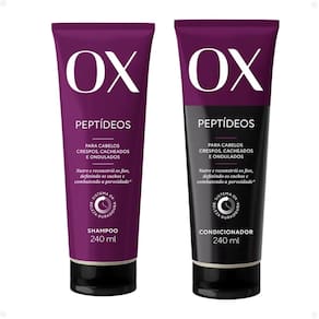 Kit OX Peptídeos Cabelos Crespos, Cacheados e Ondulados: Shampoo e Condicionador 240ml
