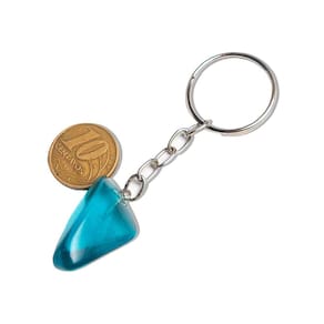 Chaveiro Pedrinha Obsidiana Azul Rolado Prateado