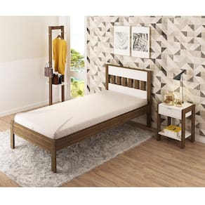 Cama de Solteiro CM8006 Nogal Branco Tecnomobili