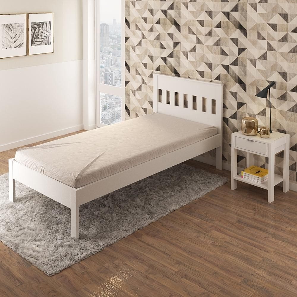 Cama de Solteiro CM8006 Branco Tecnomobili