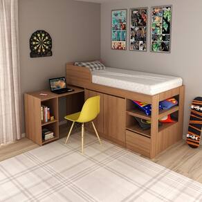 Cama Solteiro Multifuncional CM8021 Amêndoa Tecnomobili