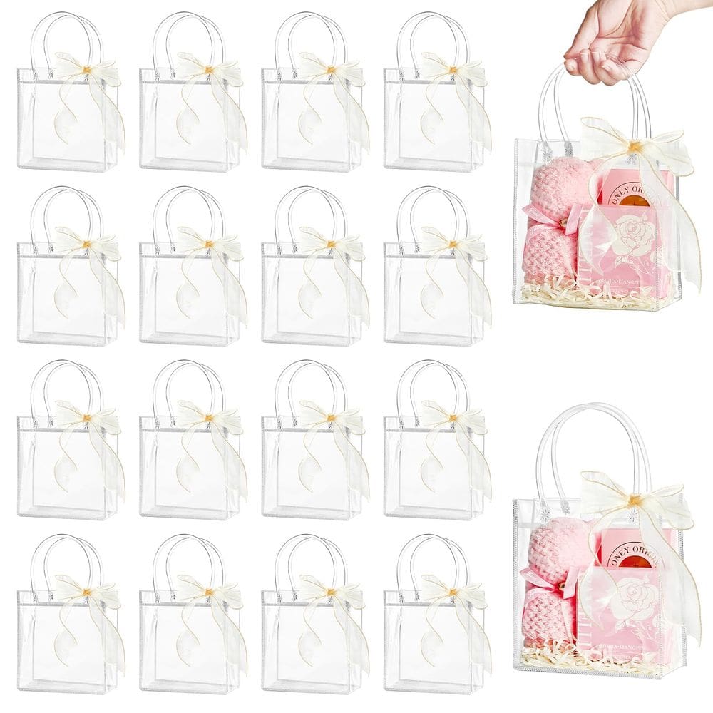 Sacos de presente de plástico transparente Ohuimrt com alças 30 unidades 15x16x7cm