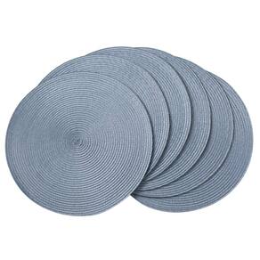 Tapetes americanos AHHFSMEI, redondos, trançados, 38 cm de diâmetro, conjunto de 6, azul claro
