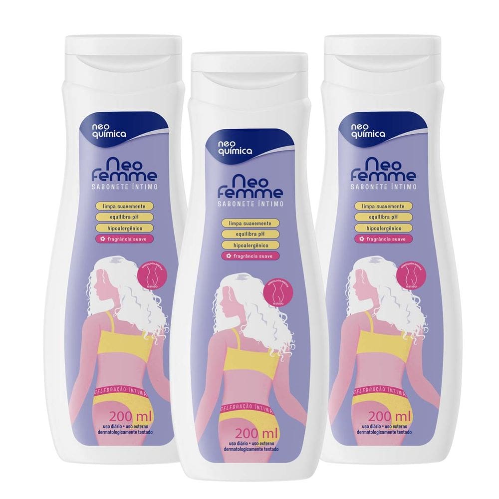 Kit 3 Neofemme Sabonete Liquido Floral Suave 200 ml