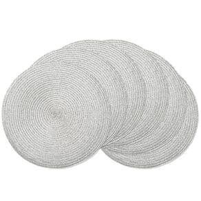 Tapetes americanos AHHFSMEI, redondos, trançados, 38 cm de diâmetro, conjunto de 6 prateados