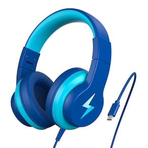 Fones de ouvido infantis Candy Bila 2024 USB Type-C dobráveis em azul puro