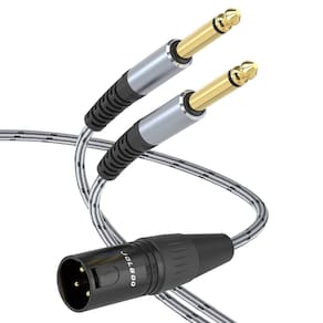 Cabo de microfone JOLGOO XLR macho para duplo 6,35 mm TS Mono 3 m