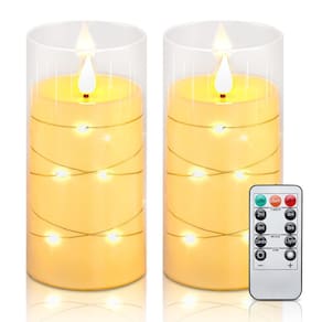 Velas sem chama Aignis LED com temporizador remoto, conjunto de 2 marfim