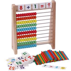 Abacus Cloyvers de madeira para crianças, matemática com 100 palitos e cartões