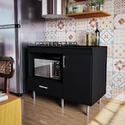 Balcão Para Cooktop 1,05m 5 Bocas 1 Nicho Com 1 Porta E Gaveta Turim