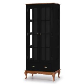 Cristaleira 2 Portas e Laterais em Vidro 3 Prateleiras 1 Gaveta 60808 Hannover - Preto/Imbuia Glazer