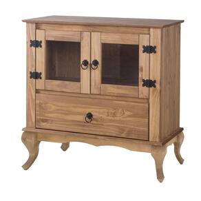 Balcão Buffet Aparador 2 Portas 1 Gaveta Portas de Vidro Pés Luiz XV D120