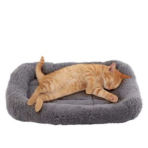 Tapete de cama para gatos, curtindo pelúcia, com travesseiro, 25 x 38 cm para animais de estimação, cinza