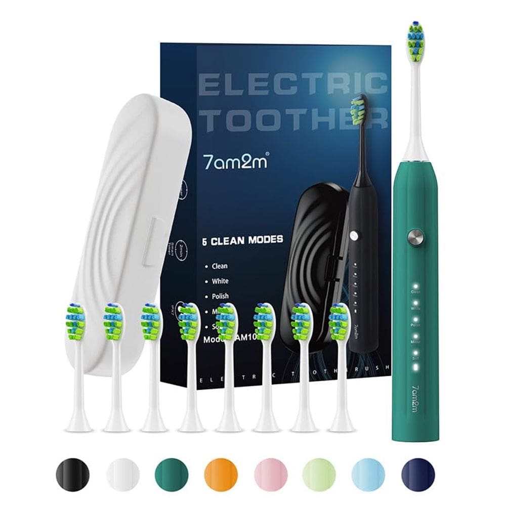 Escova de dentes elétrica 7AM2M Sonic para adultos/crianças com 8 cabeças de escova