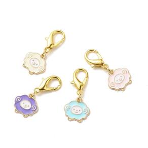 Pingente Charms Ipotkitt Alloy Enamel Sheep 31 mm com fechos de lagosta