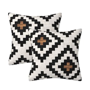 Capa de almofada AHAHM Aztec preta marrom algodão 40x40cm