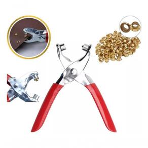 Alicate Fixador Manual Para Ilhós Couro Bolsa Com 100 Ilhoses