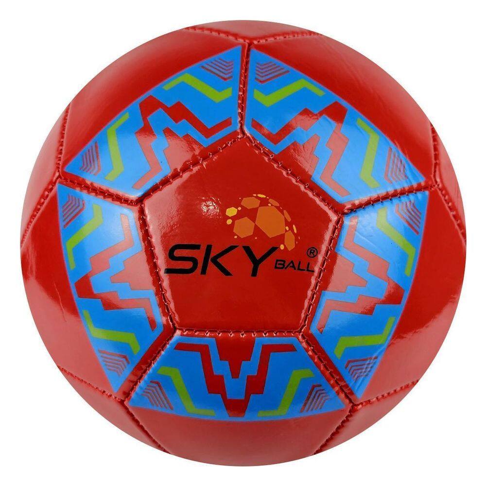 Kit 5 Bola Futebol Infantil Sky Costurada Sintético Vermelho