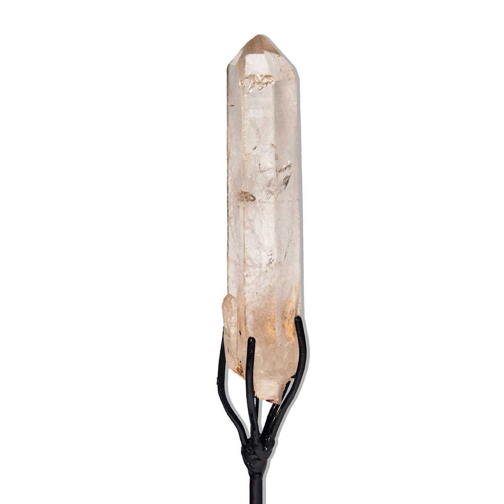 Ponta Quartzo Cristal Pedra Natural Bruto 17cm 290g com Base