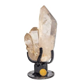 Ponta Quartzo Cristal Pedra Natural Bruto 15cm 602g com Base