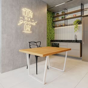 Mesa Industrial para Área Gourmet Madeira Maciça Lanna com Ferragem 1,20m Branco
