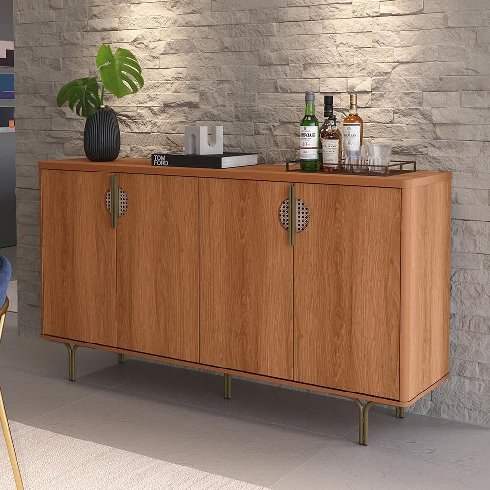 Buffet Lukaliam Móveis 4 Portas Marsala 1.60m Pés de Ferro