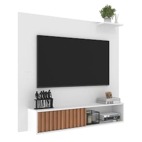 Painel para TV até 55 Polegadas 1 Porta 1 Prateleira Tucson 136cm Branco/Freijó - J Carvalho