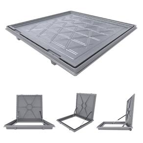 Tampa Casa Máquina Alumínio Rebaixo Invisível Cinza 75x75cm