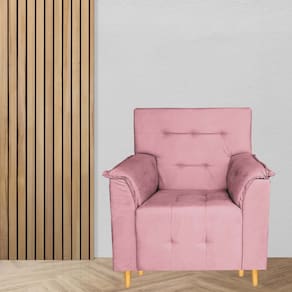 Poltrona Decorativa Valentina Confortável Para Sala Quarto Recepção Rosa