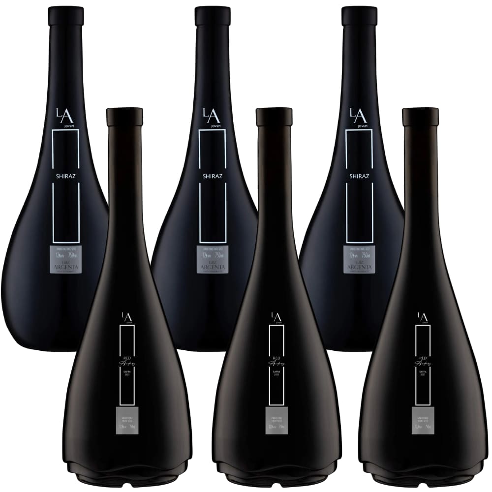 Kit Misto  6 Vinho Seco Tinto Shiraz  E Vinho Seco Tinto Red Audrey L.A. Luiz Argenta 750 Ml