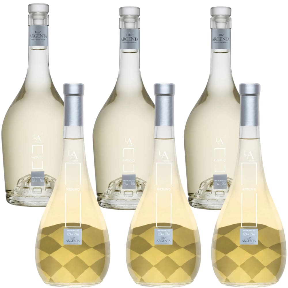 Kit Misto 6 Vinho Seco Branco Riesling E Vinho Branco Seco Ripiano L.A. Luiz Argenta Jovem 750 Ml