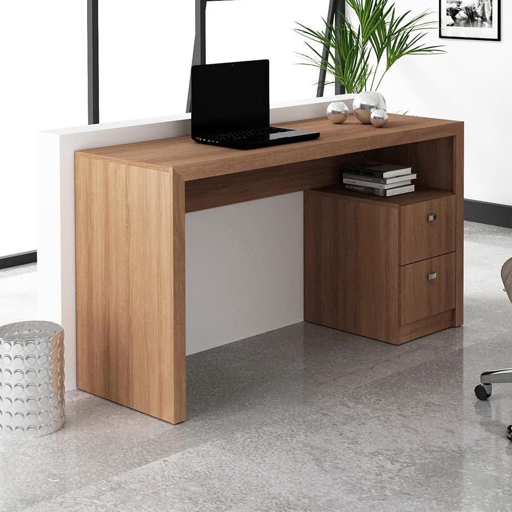 Mesa para Escritório com 02 Gavetas ME4130 Amêndoa Tecnomobili