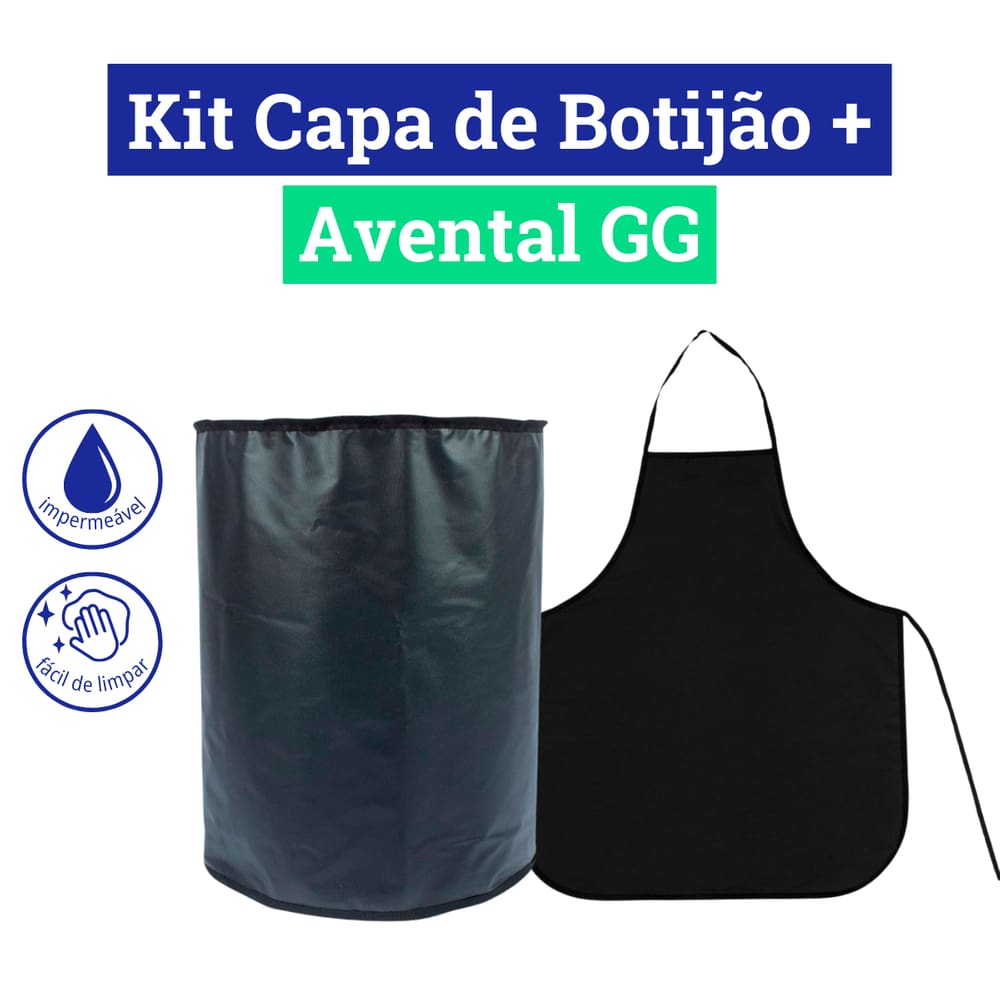 Kit Avental Multiuso Estampado Impermeável GG + Capa de Botijão Estampada Impermeável
