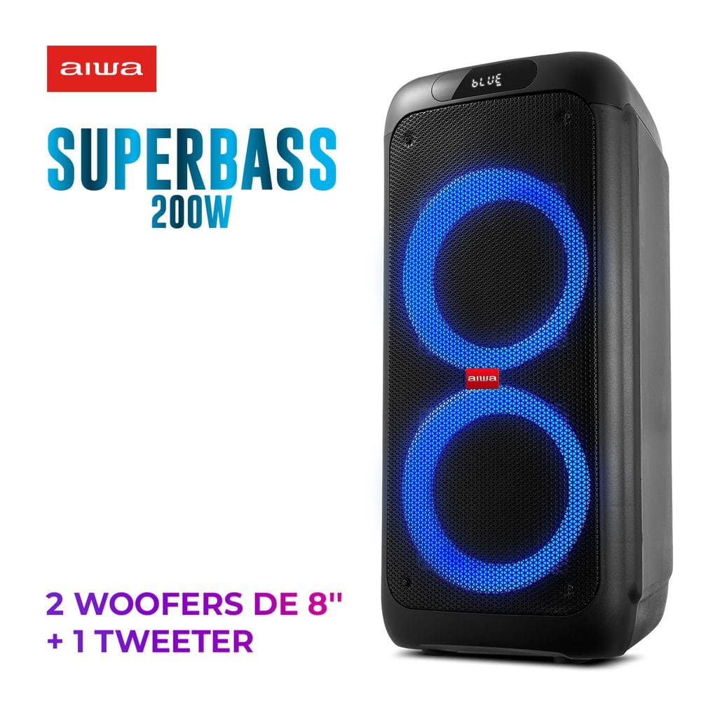 Caixa de Som PartyBox AIWA PB-01 Bluetooth 15H RGB USB TWS Preto
