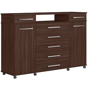 Cômoda Demóbile London 7 gavetas 2 portas com sapateira para TV de ate 50” Café Touch 205
