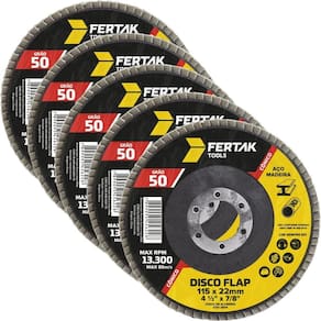 Disco Flap Cônico 115Mm Grão 50 Madeira Aço Desbaste 05 Un