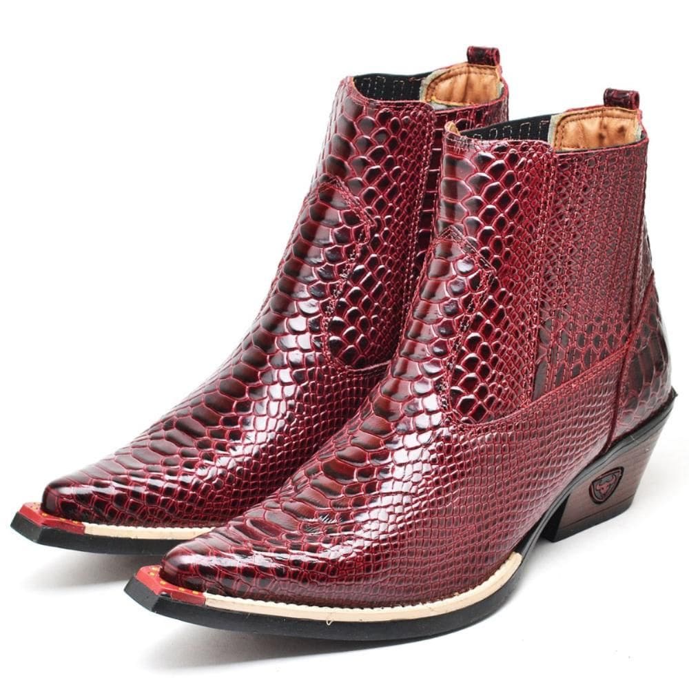 Bota Country Masculina Couro Bico Fino Cano Médio Estilo