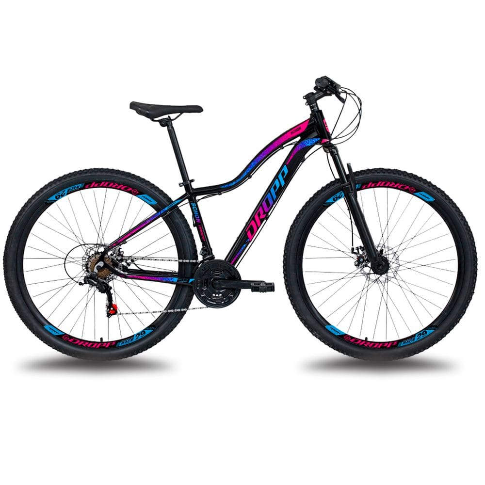 Bicicleta Dropp Aluminum Disc M Aro 29 Susp. Dianteira 21 Marchas - Preto/azul/rosa