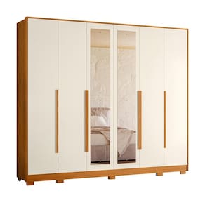 Guarda Roupa Fascínio com Espelho 6 Portas Cinamomo/Off White - ABZ
