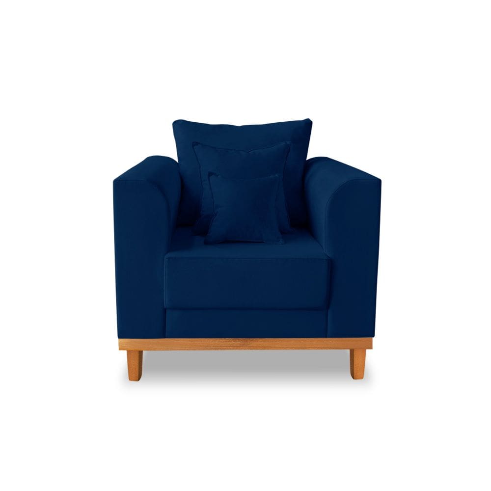 Poltrona Viena Beny Suede Azul