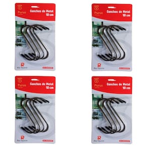 Kit C/ 16 Ganchos De Metal Tipo S Multiuso Guarda Roupa 10cm