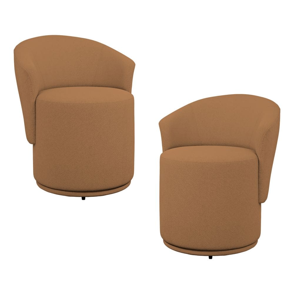 Kit 02 Poltronas Orgânicas Living Mavi Fixa Bouclê Terracota - Desk Design