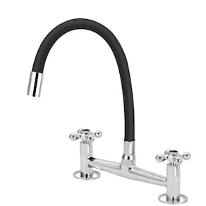 Torneira Misturador Cozinha Mesa Gourmet Flexível Preto