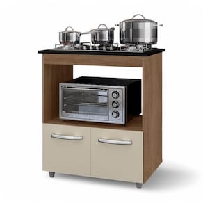 Balcão Para Cooktop Elis 75cm 02 Portas Com Tampo Recortado Savana Off White - Desk Design
